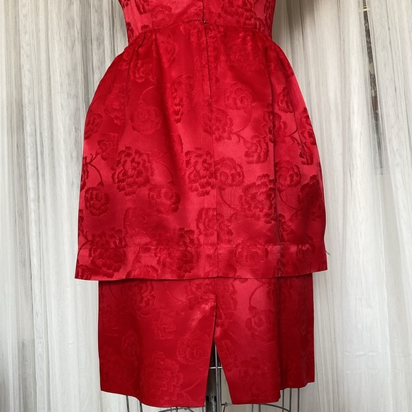 Vintage 50’s red brocade satin dress by Prestige Formal, holiday parties! Large - Picture 10 of 17